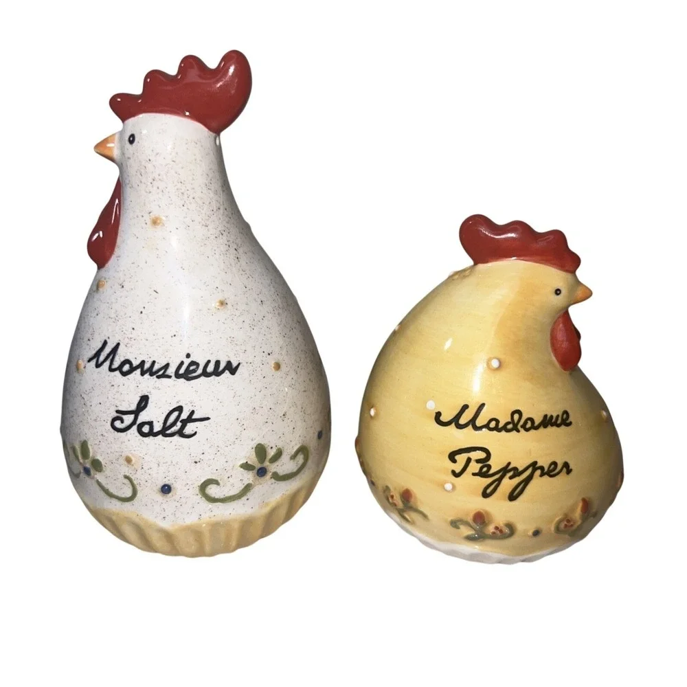 Grasslands Road Monsieur Salt Madame Pepper Shaker Set Tray
